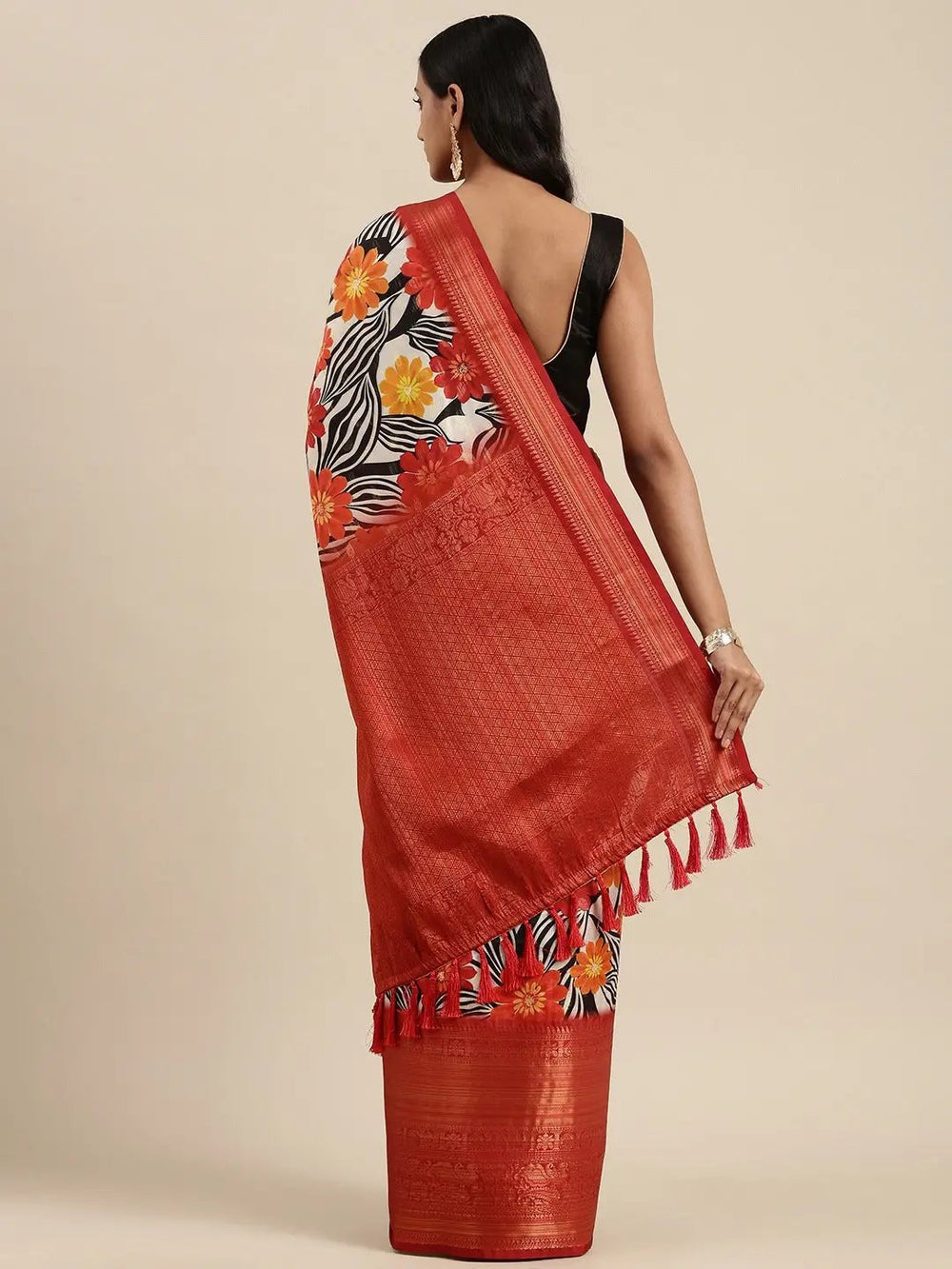 Digital Kalamkari Print Pattu Banarasi Silk Saree