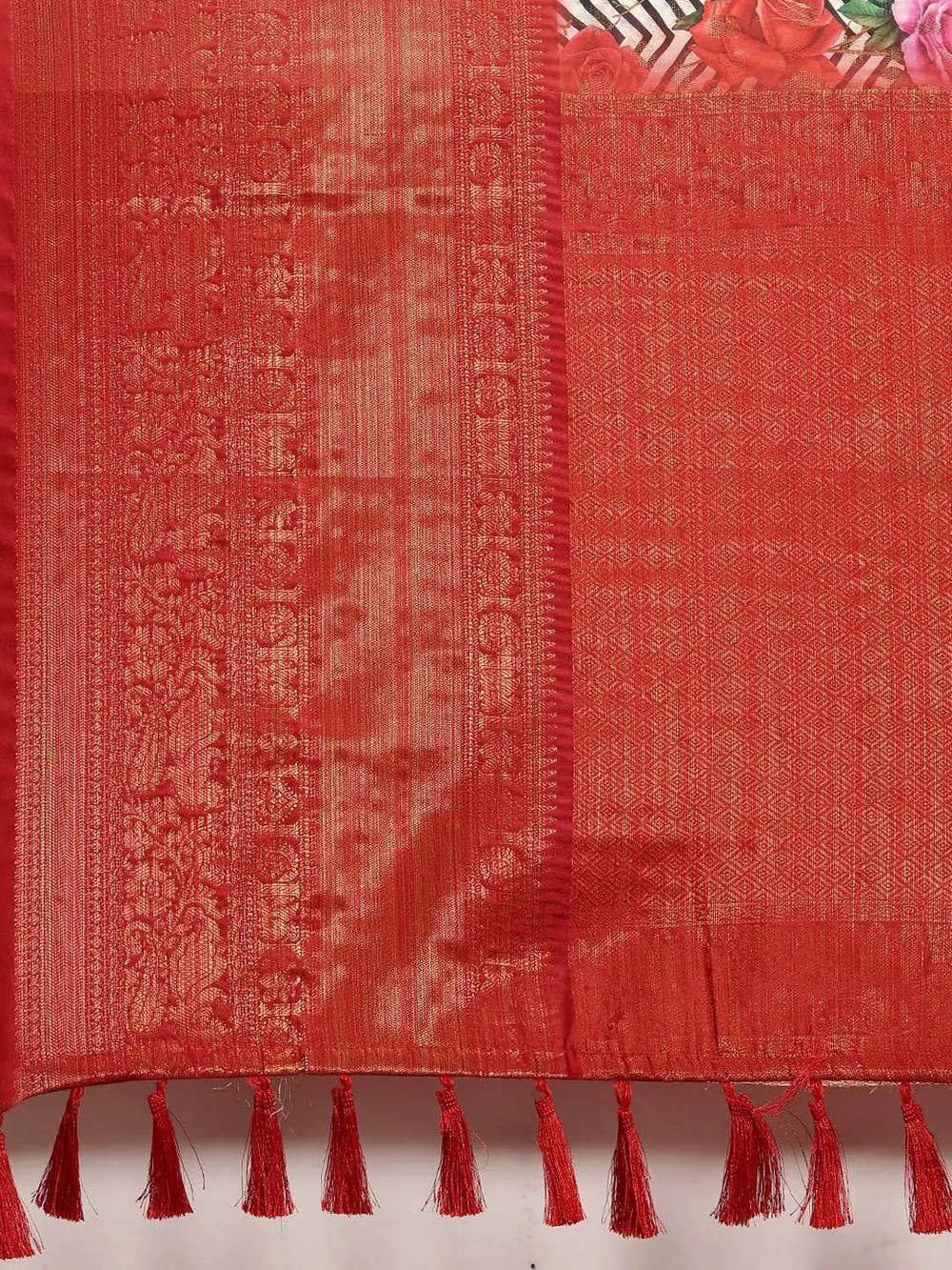  Digital Kalamkari Print Pattu Banarasi Silk Saree