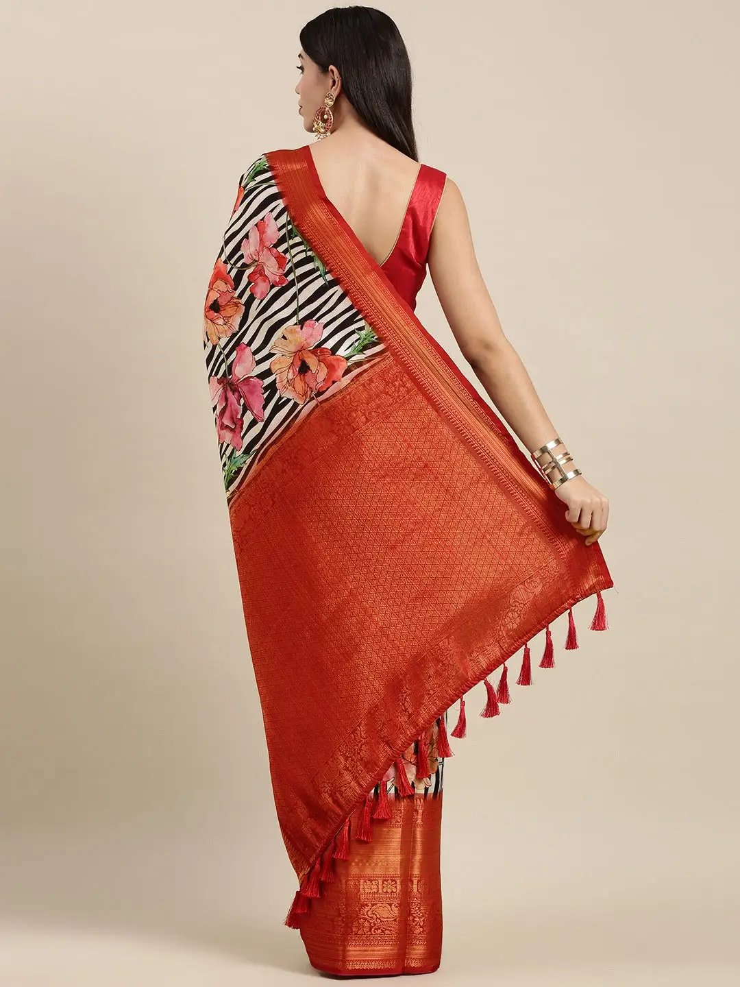 Digital Kalamkari Print Pattu Banarasi Silk Saree