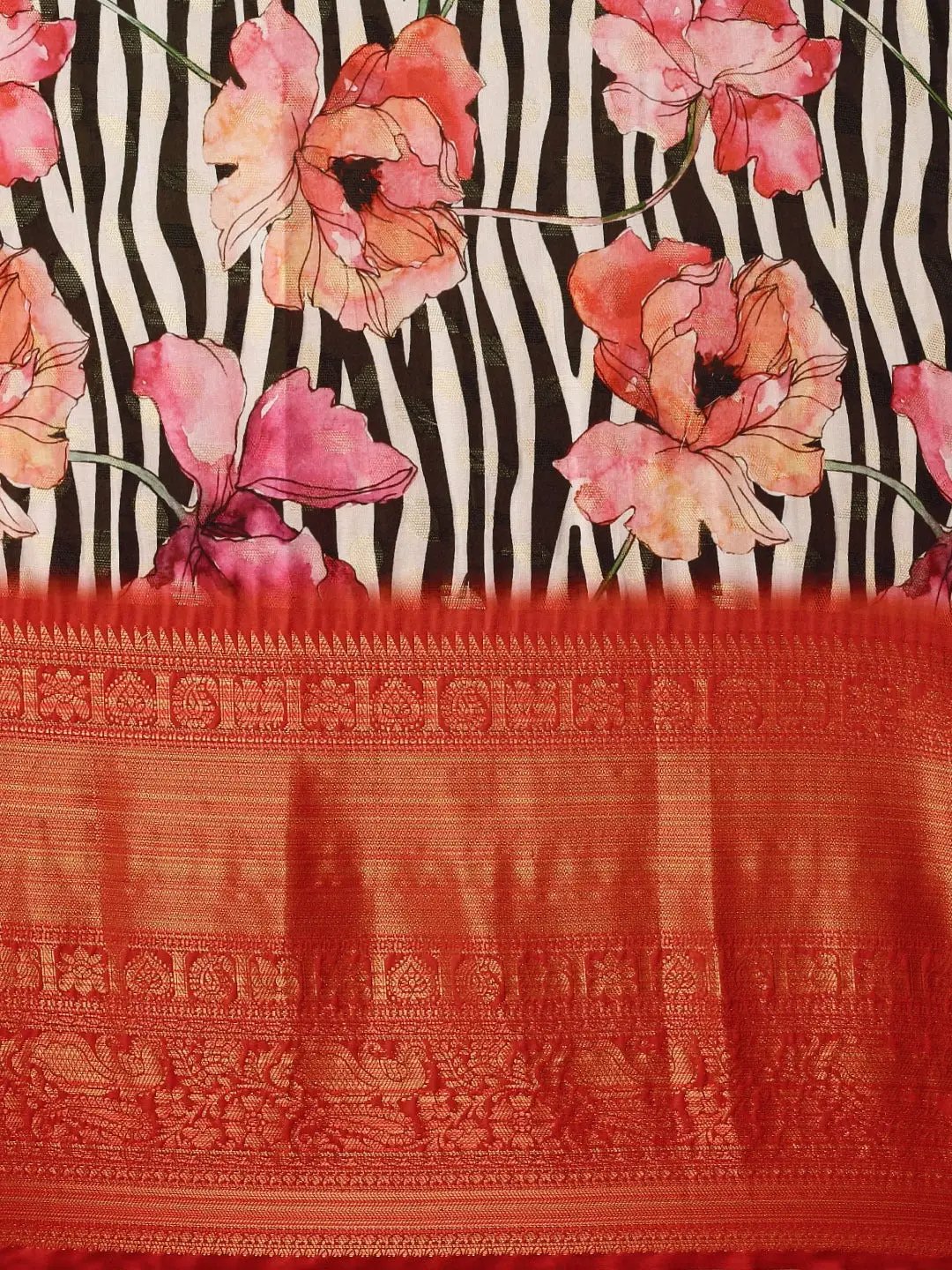 Digital Kalamkari Print Pattu Banarasi Silk Saree