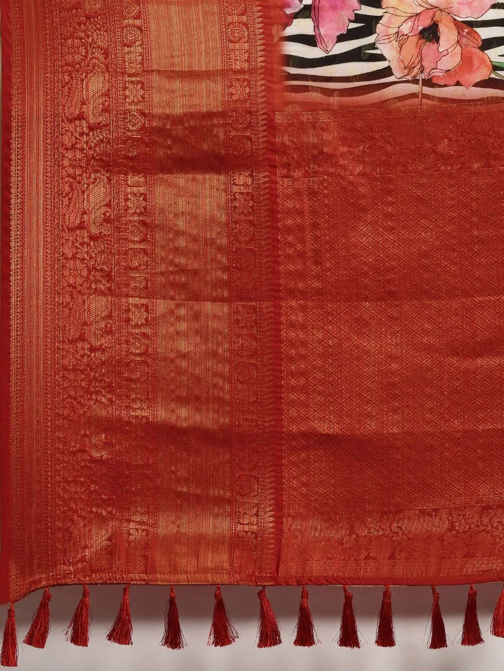 Digital Kalamkari Print Pattu Banarasi Silk Saree