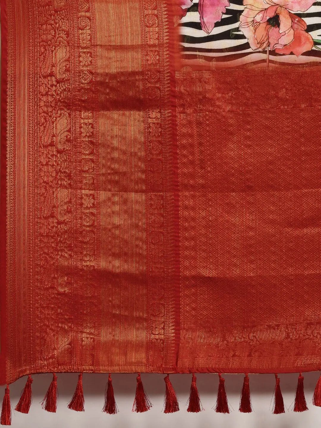 Digital Kalamkari Print Pattu Banarasi Silk Saree