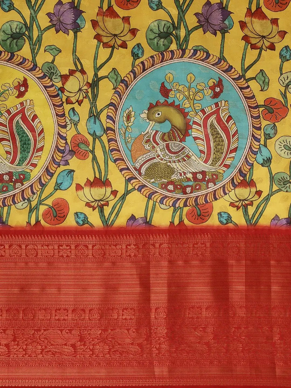 Exclusive Kalamkari Zari Work Silk Blend Kanjivaram Saree