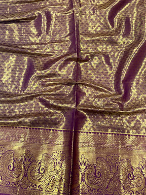 Yellow Dharmavaram Gold Birds Print Saree

