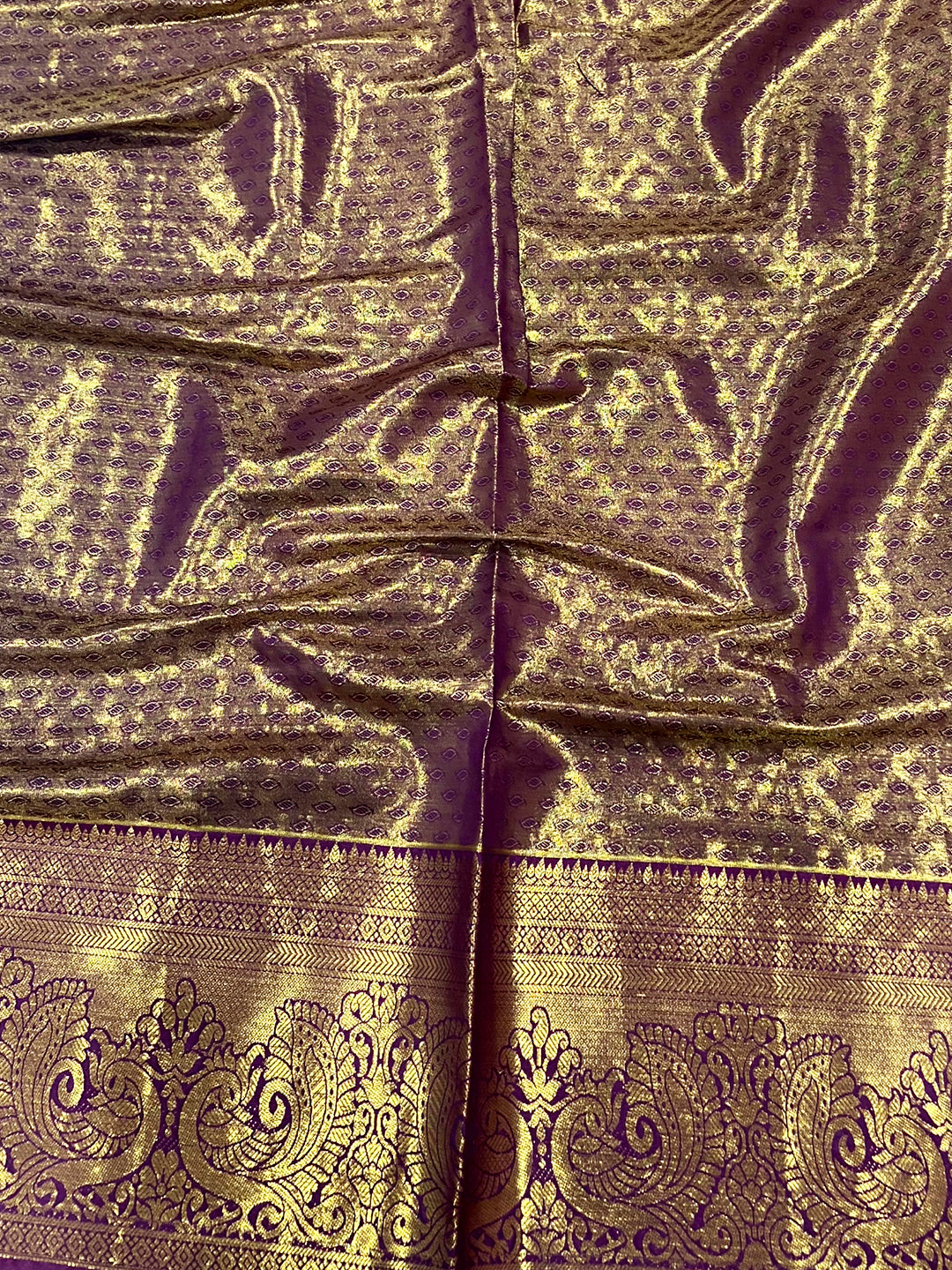 Yellow Dharmavaram Gold Birds Print Saree

