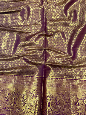 Yellow Dharmavaram Gold Birds Print Saree

