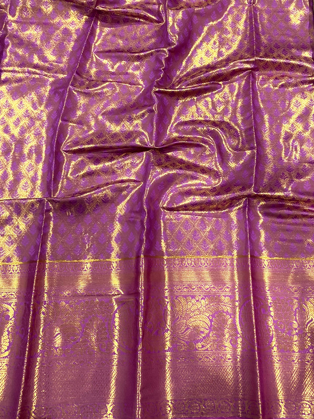 Grey Golden Threadwork Dharmavaram Saree