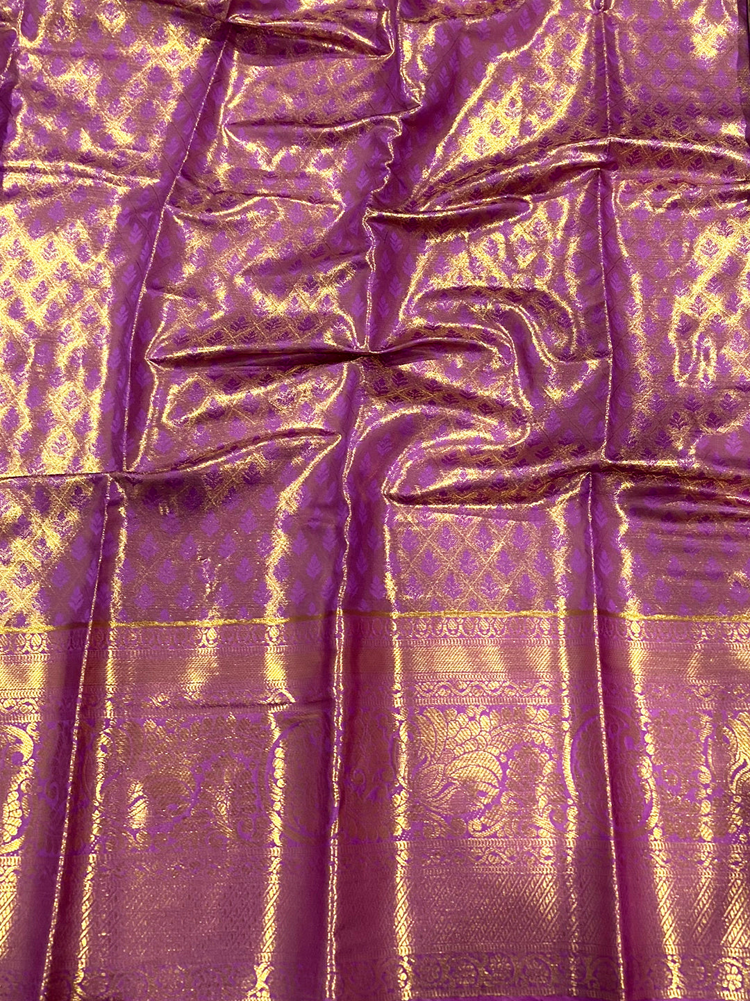 Grey Golden Threadwork Dharmavaram Saree