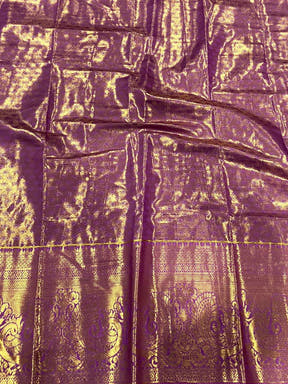 Beige Dharmavaram Gold Birds Print Saree
