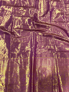 Beige Dharmavaram Gold Birds Print Saree