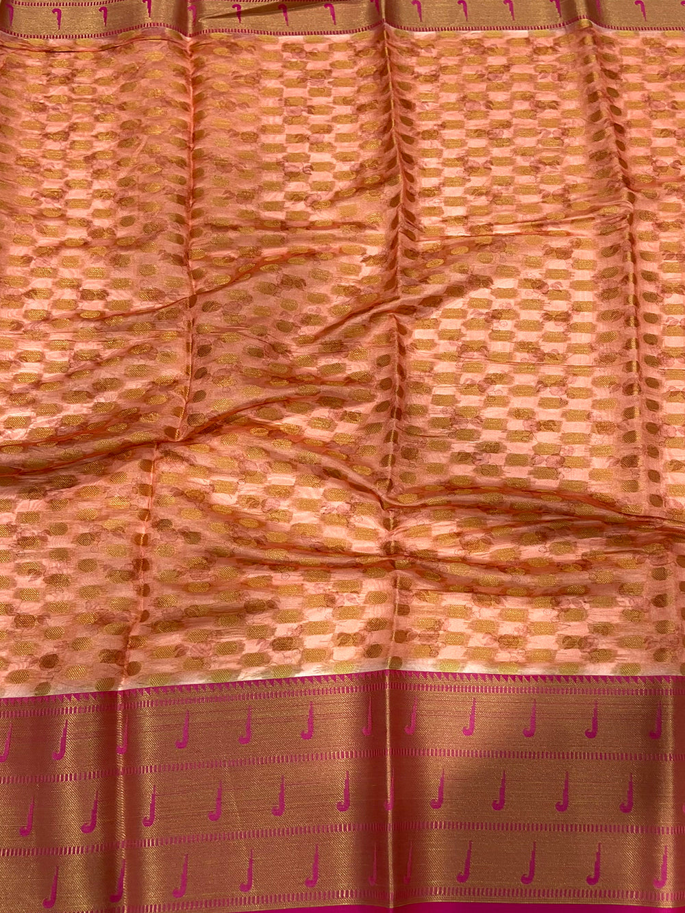 Beige Floral Paithani Kora Silk Saree