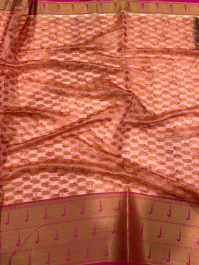 Brown Paithani Kora Silk Saree