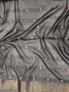 Dark Pink Soft Crep Silk Ombre Print Saree