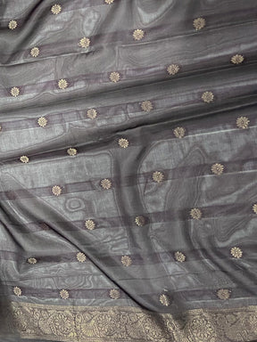 Brown Soft Crep Silk Ombre Print Saree