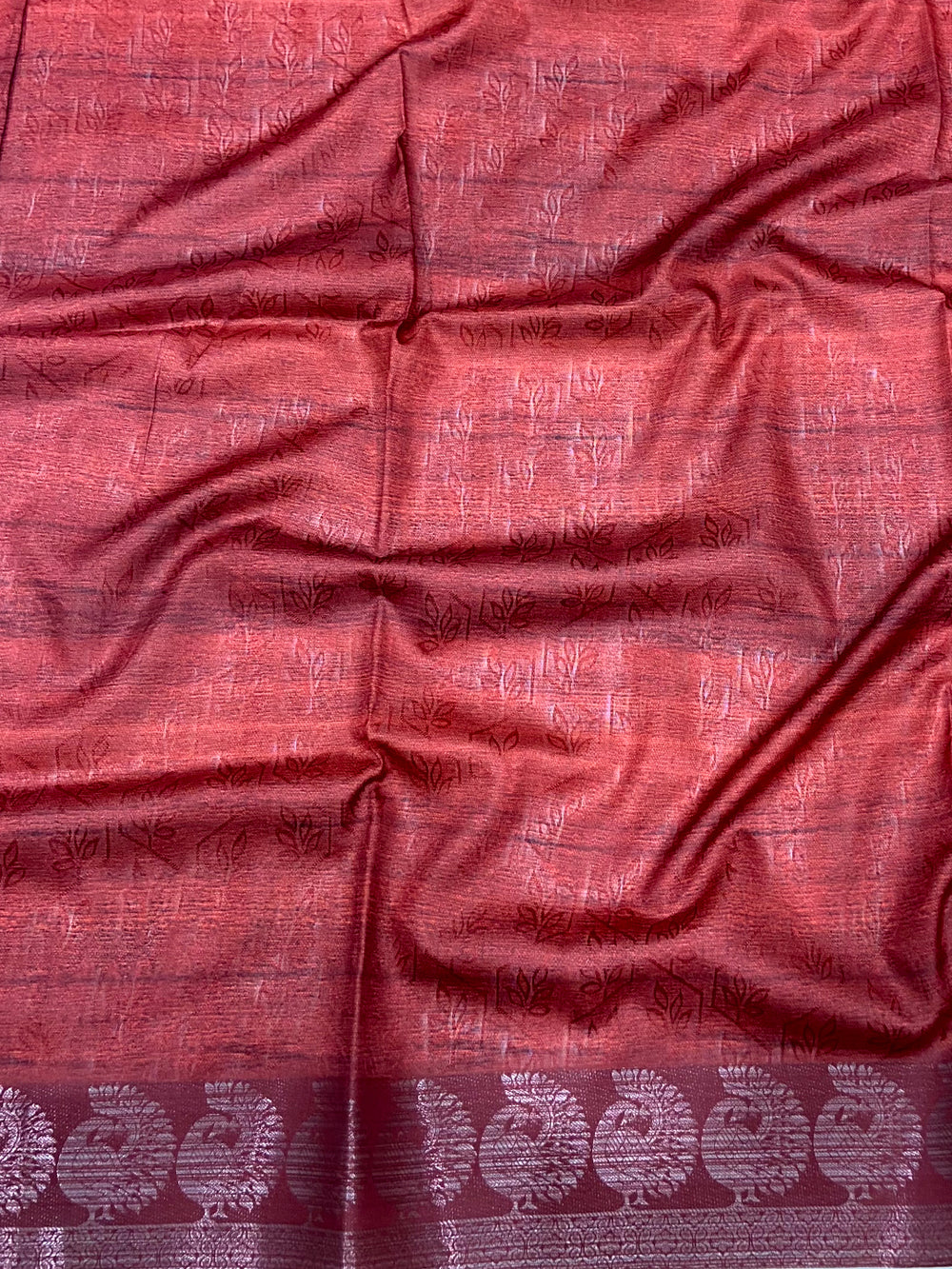 Ochre Digital Print Soft Dola Silk Saree