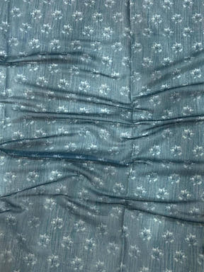 Teal Blue Linen Juth Digital Print Saree
