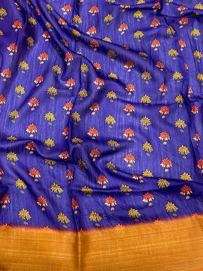 Purple Aari Pashmina Print Linen Saree