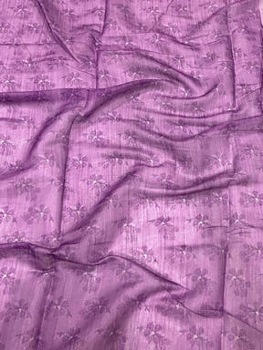 Purple Linen Chanderi Floral Print Saree

