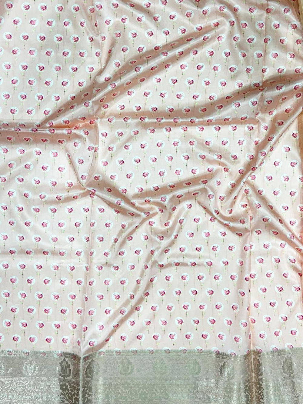 Blush Pink Soft Organza Silk Floral Saree