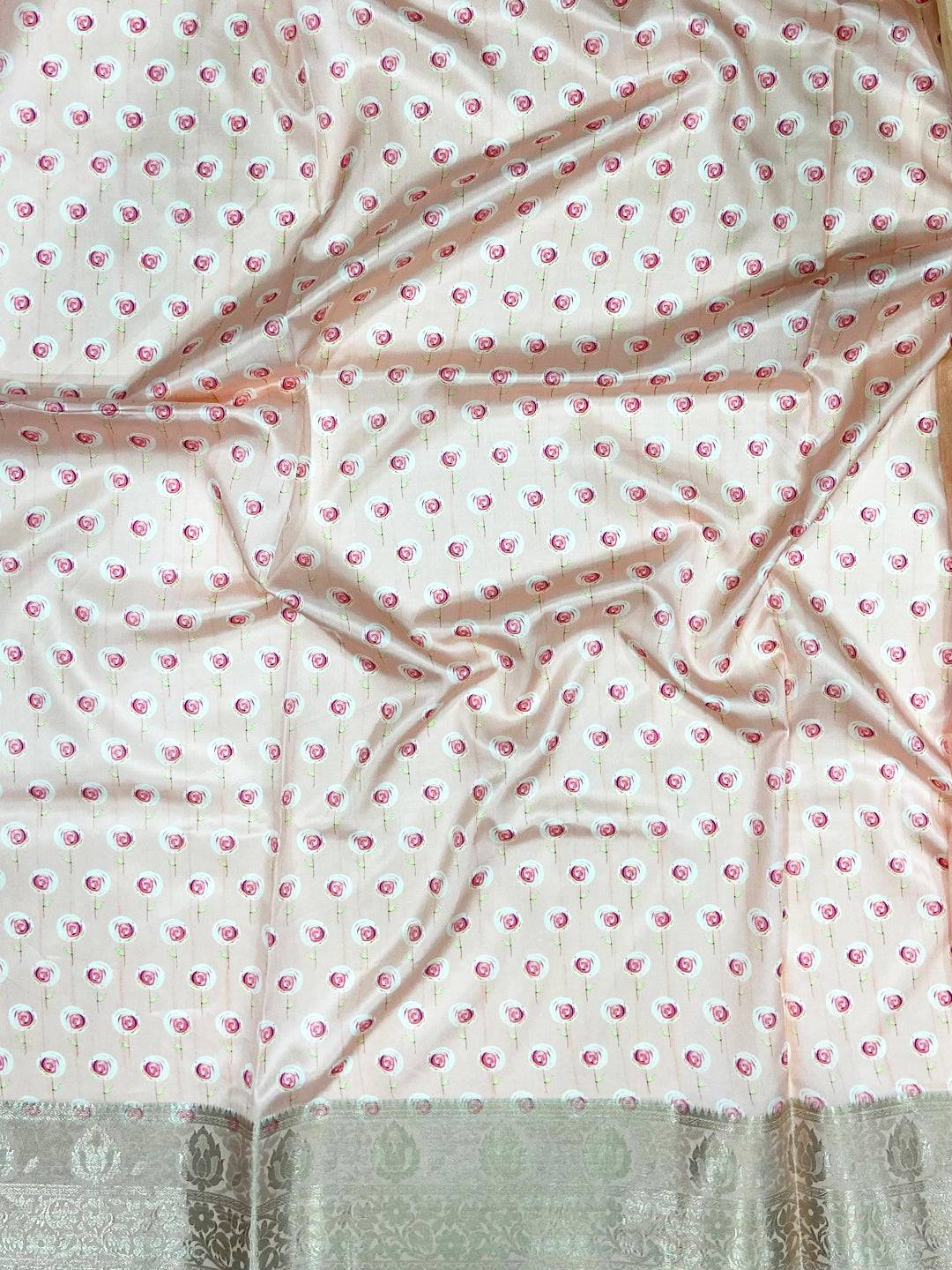 Blush Pink Soft Organza Silk Floral Saree