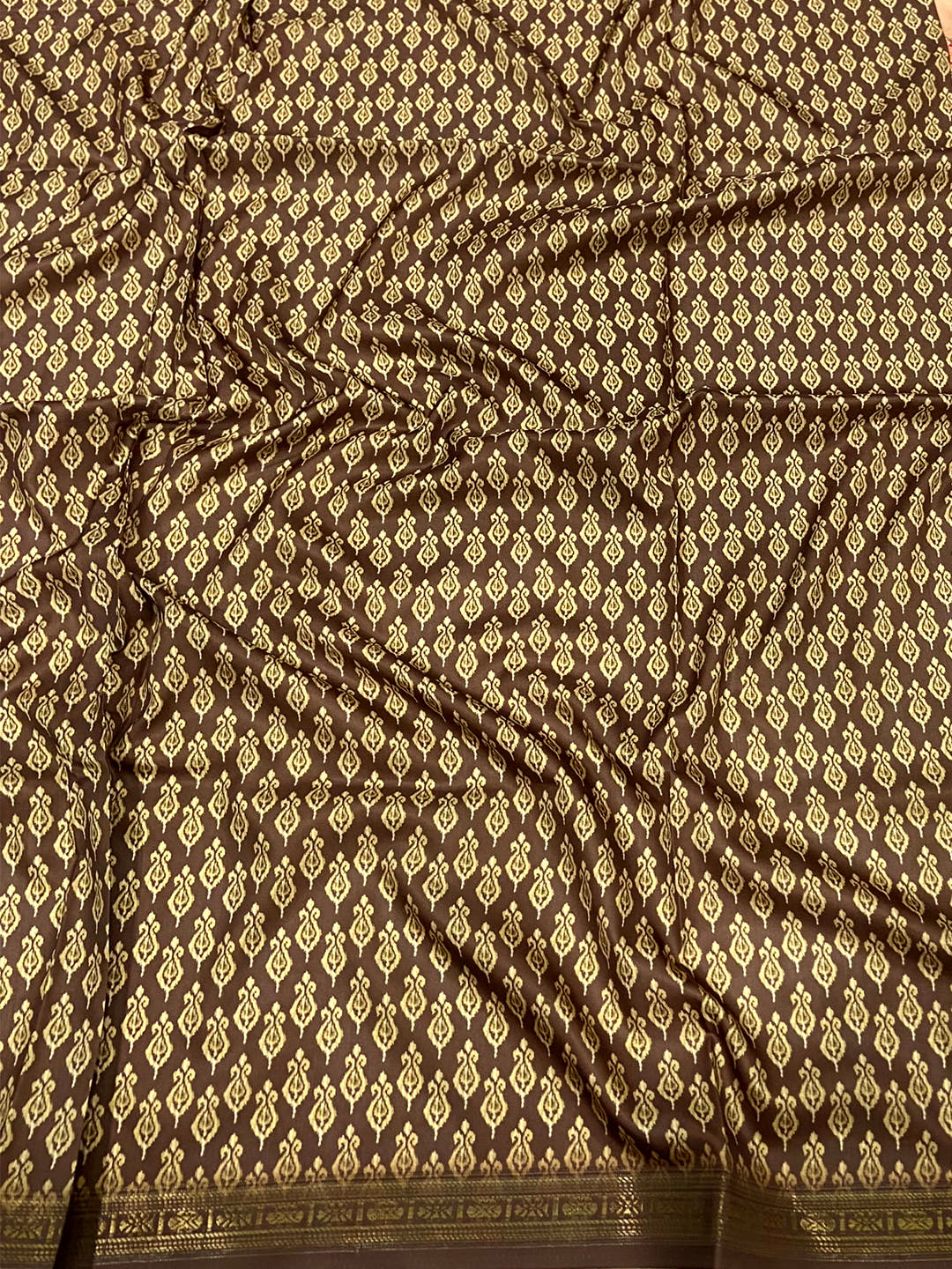 Peach Jungle Printed Silk Saree