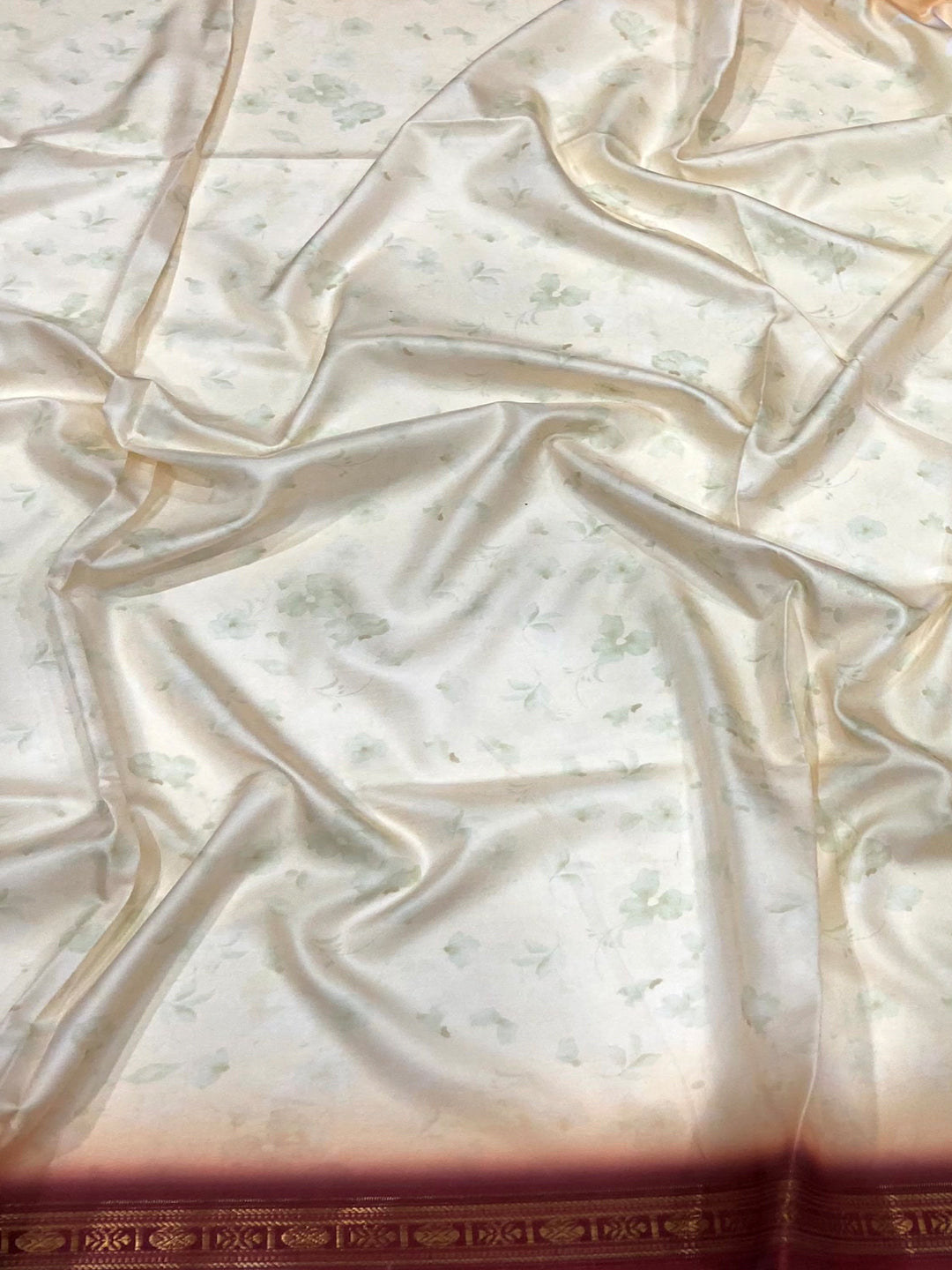 Peach Floral Digital Print Silk Saree