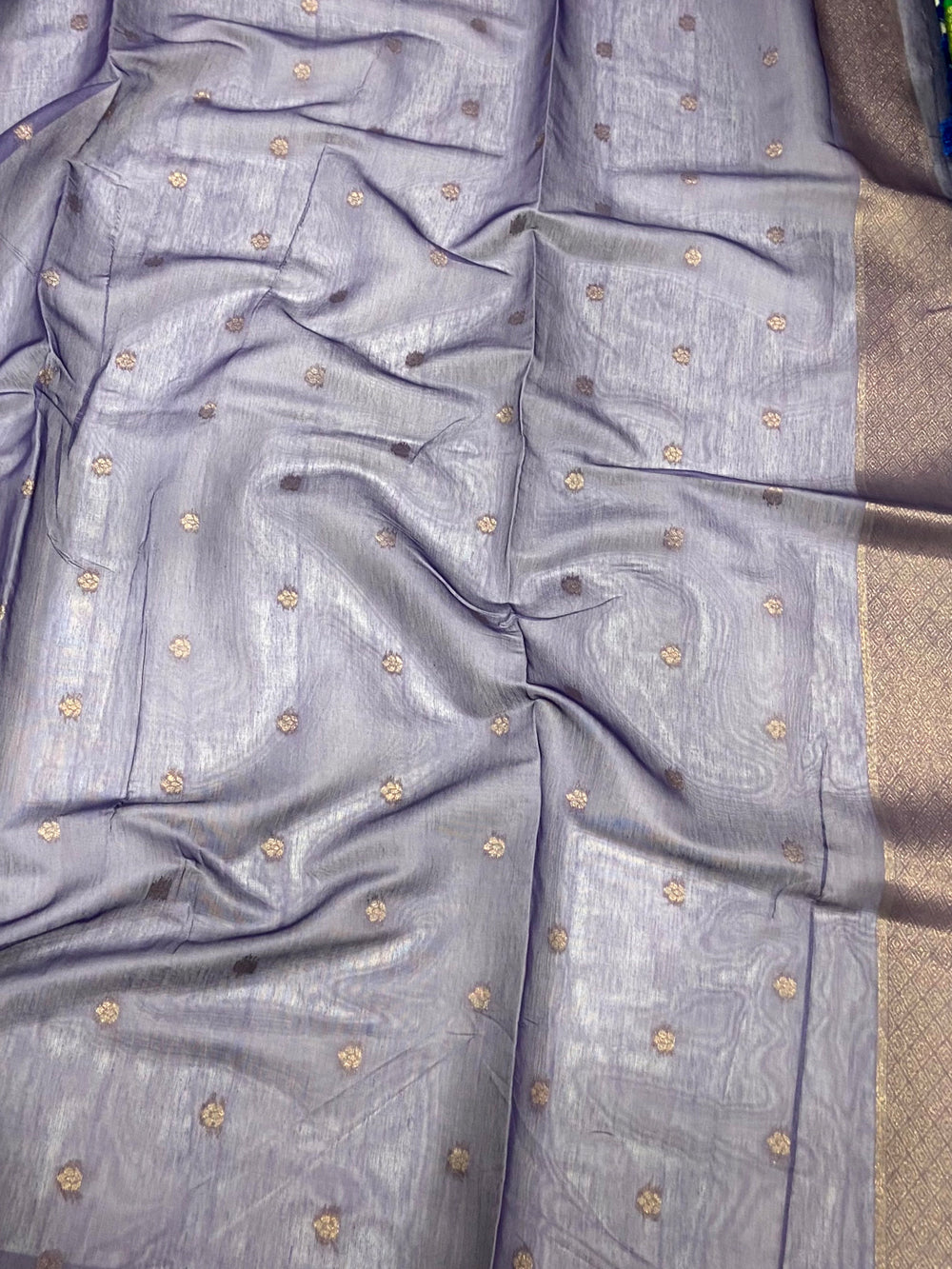 Lavender Banarasi Silk Katan Geometric Saree