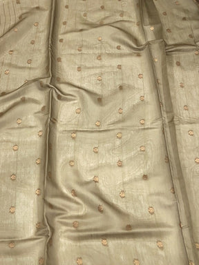 Beige Banarasi Silk Katan Geometric Saree

