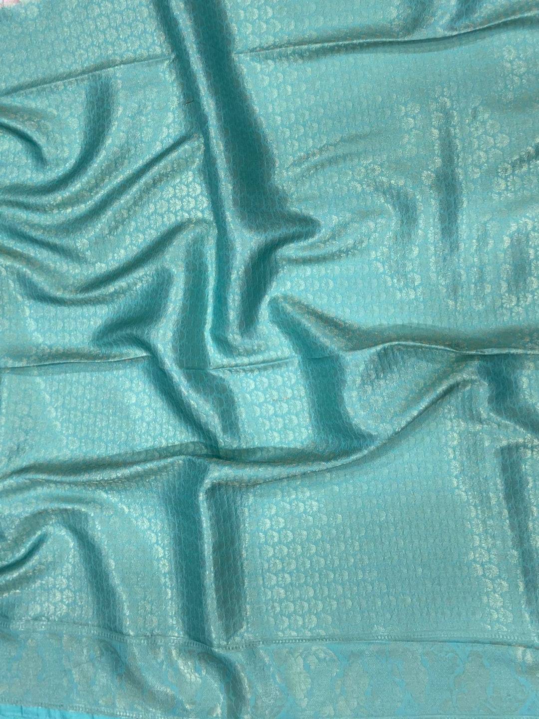 Sky Blue Kanjivaram Silk Digital Print Saree