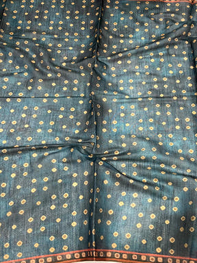 Blue Chanderi Bandhej Digital Print Saree