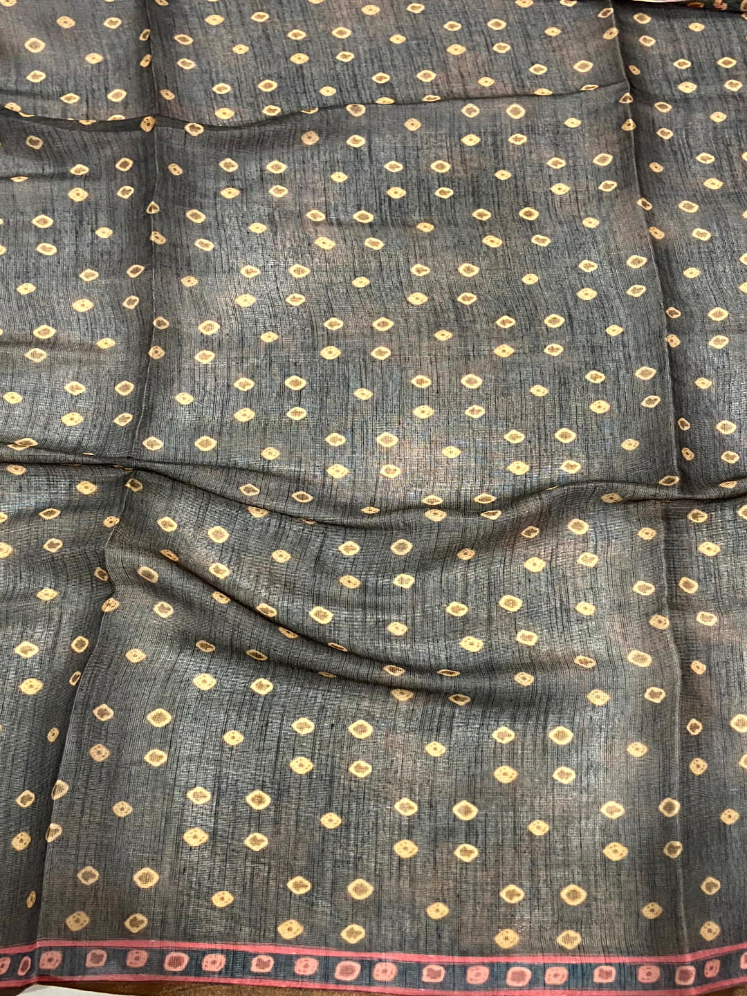 Grey Chanderi Bandhej Digital Print Saree