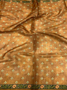 Pista Tissue Bandhej Kalamkari Saree