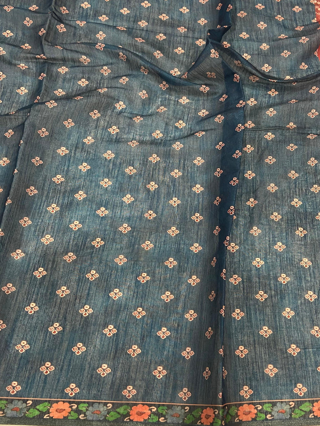 Red Tissue Bandhej Kalamkari Saree