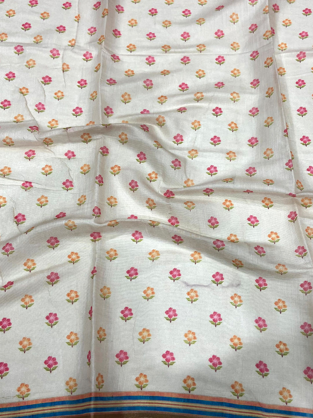Floral Breeze Blue Chanderi Saree