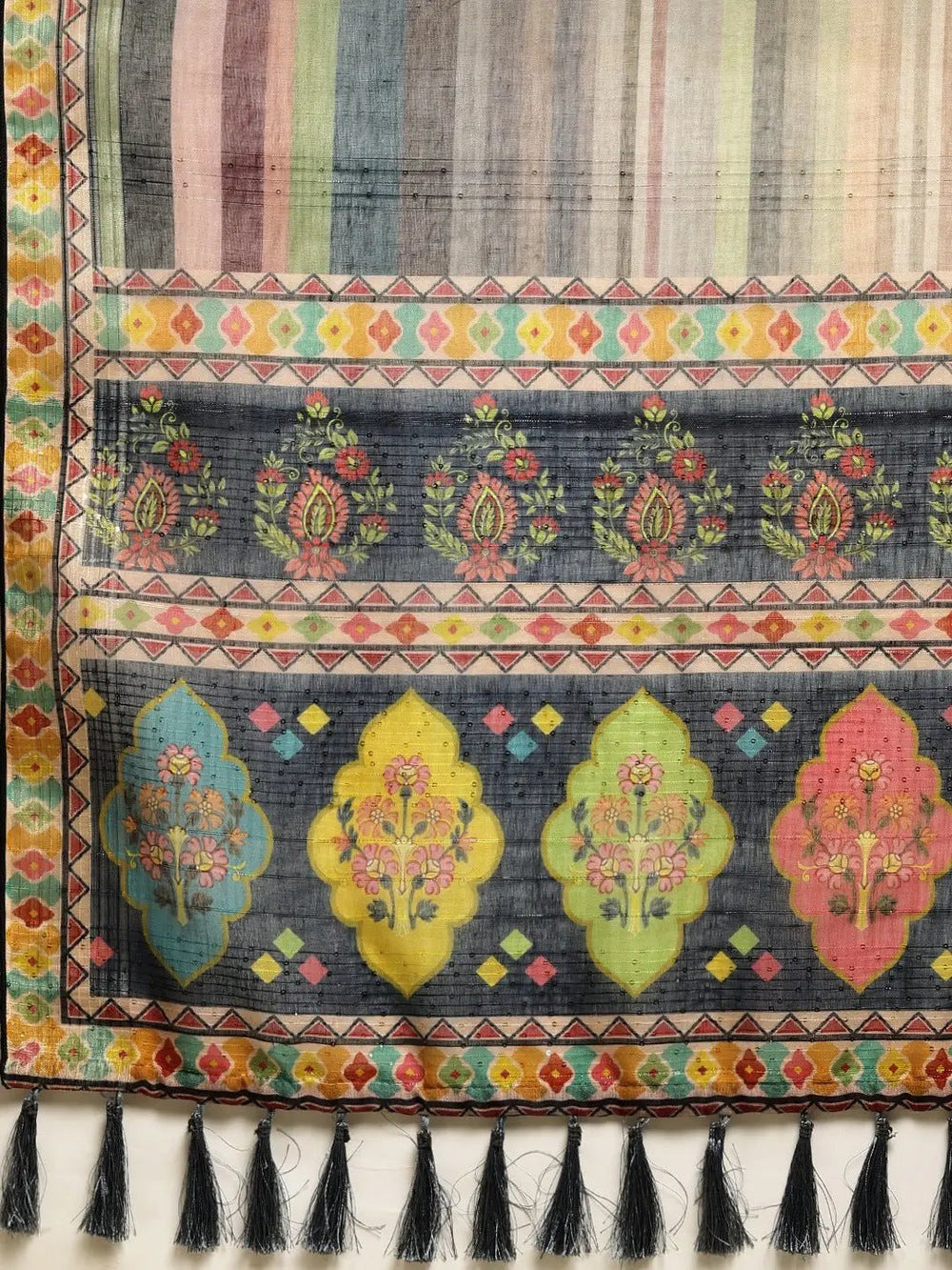 Soft Linen Kalamkari Block Print Sarees