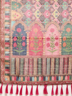 Soft Linen Kalamkari Block Print Sarees