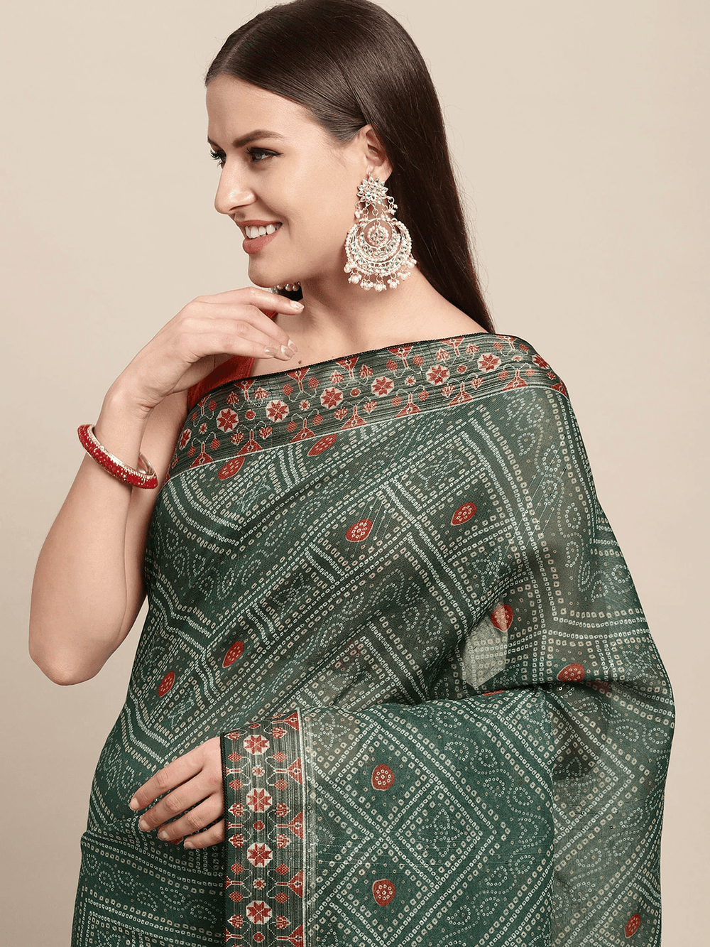 Soft Linen Kalamkari Block Print Sarees