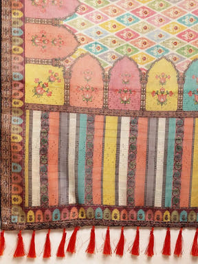 Soft Linen Kalamkari Block Print Sarees