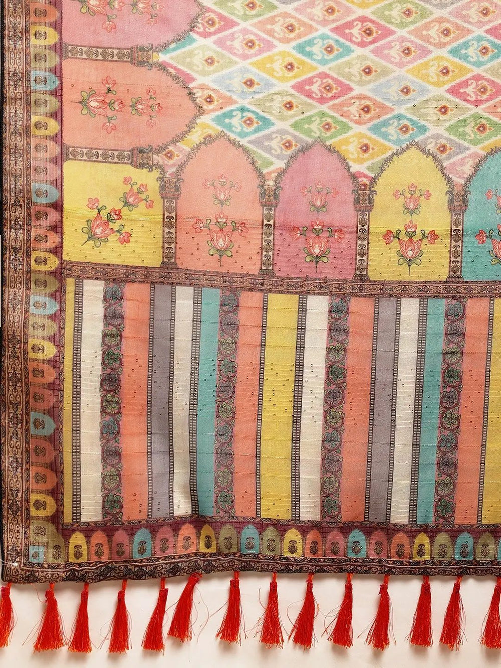 Soft Linen Kalamkari Block Print Sarees