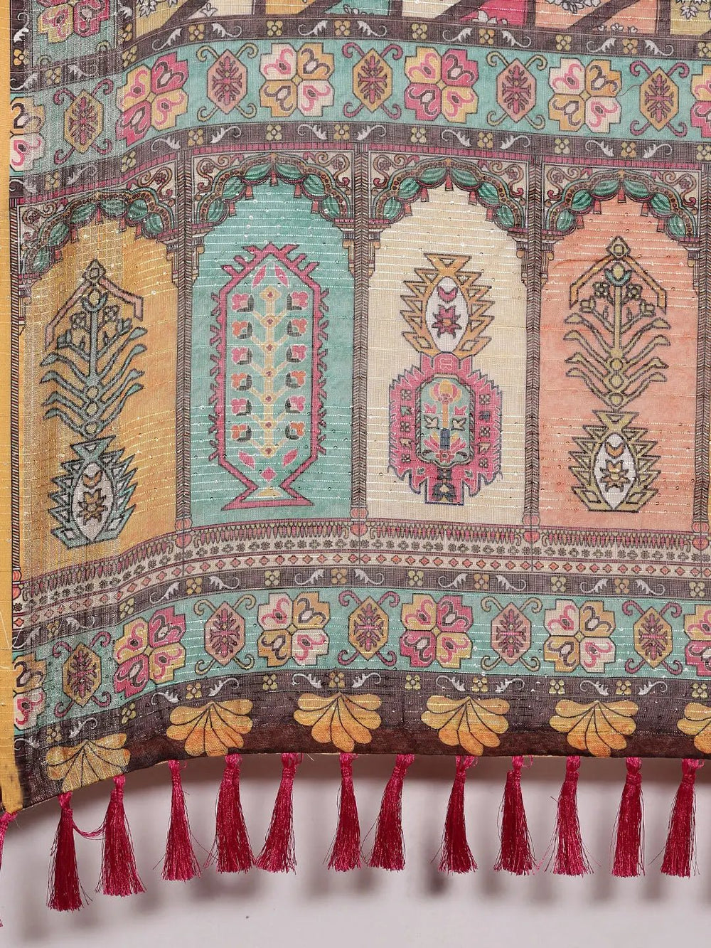  Stylish Soft Linen Kalamkari Party Wear Saree