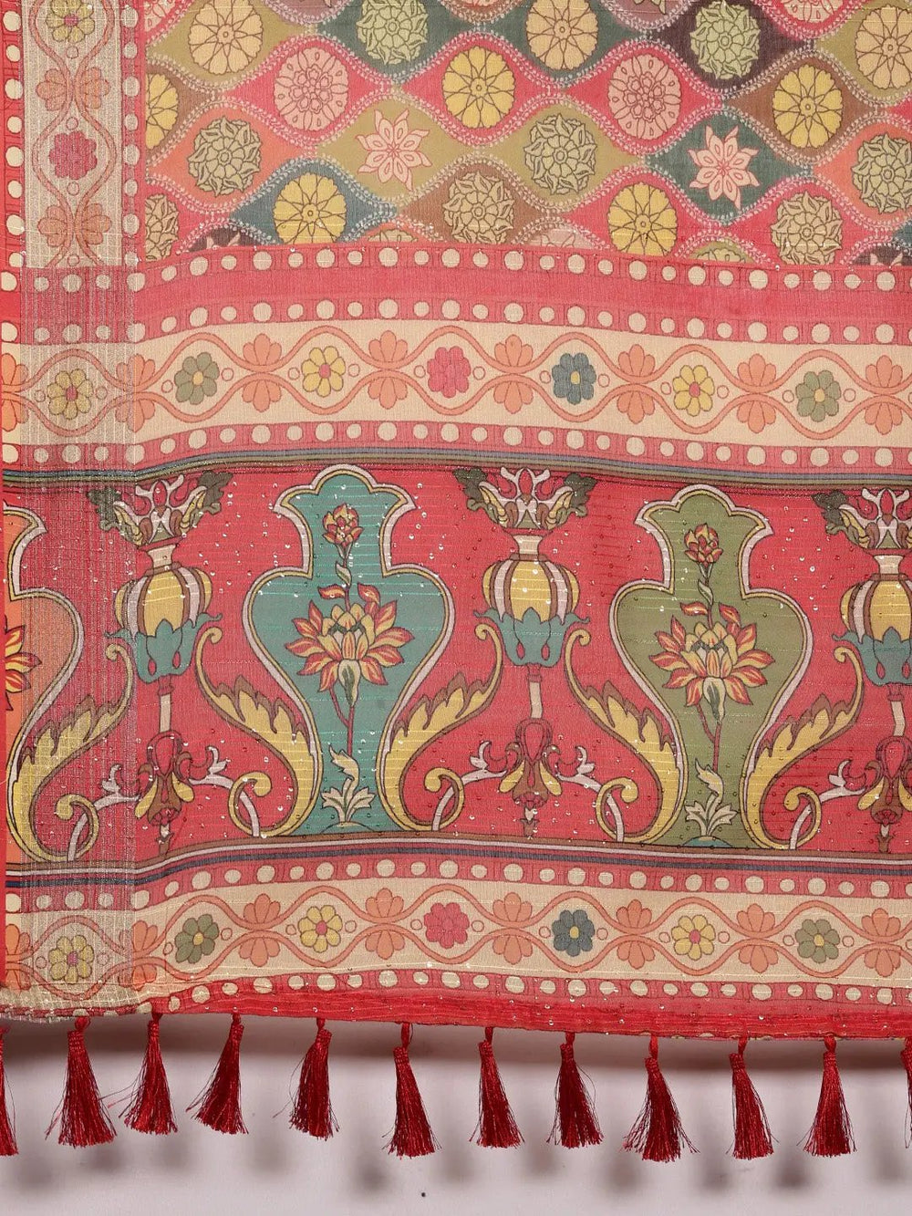 Latest Soft Linen Kalamkari Block Print Party Wear Saree