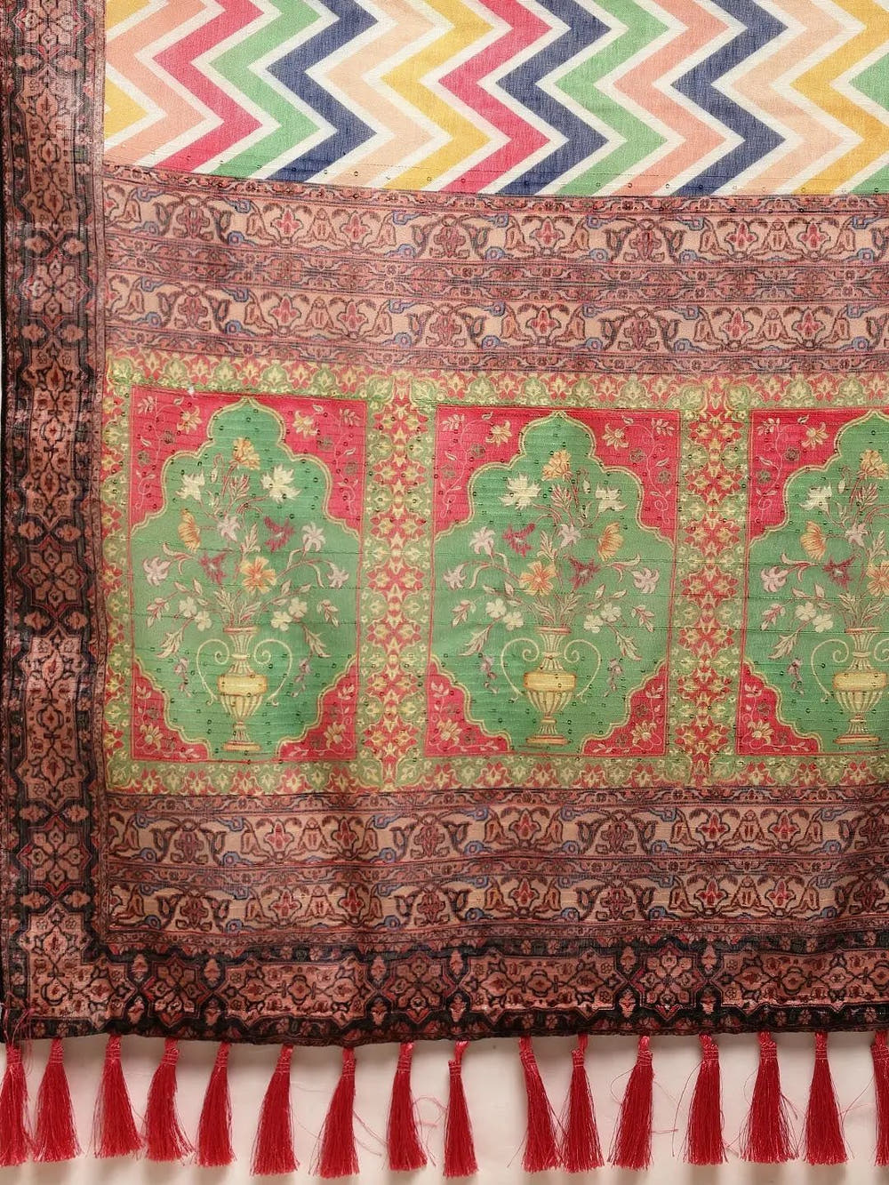Soft Linen Kalamkari Block Print Party Wear Saree