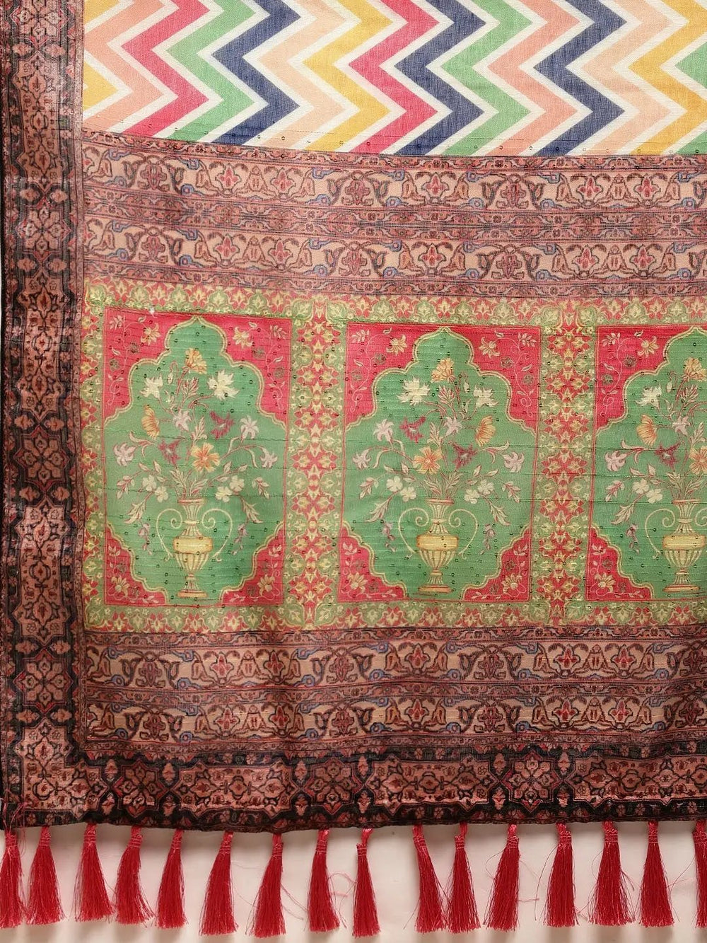 Soft Linen Kalamkari Block Print Party Wear Saree