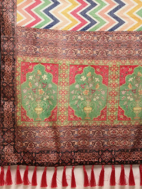 Soft Linen Kalamkari Block Print Party Wear Saree