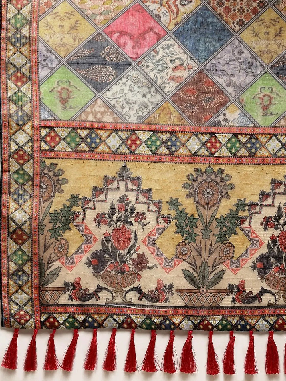 Soft Linen Kalamkari Block Print Sarees