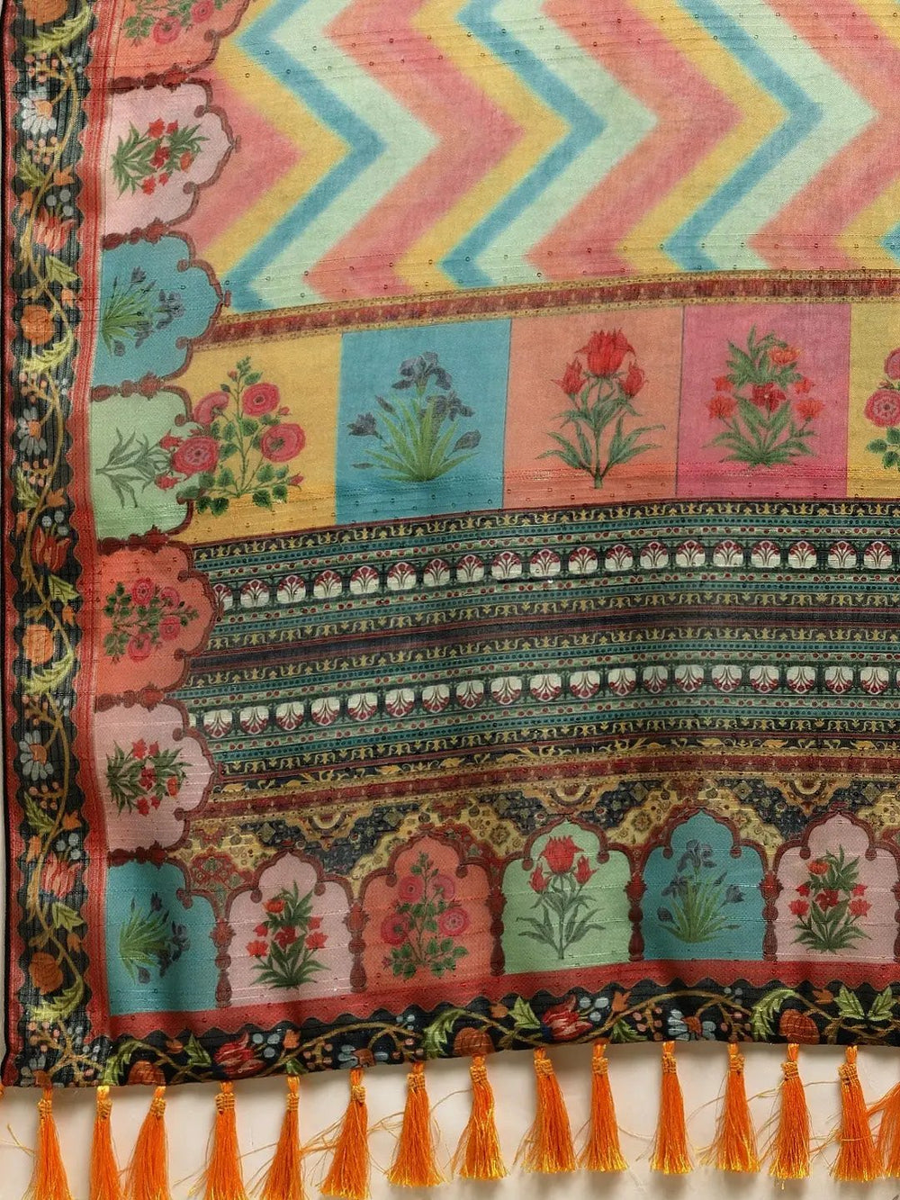 Soft Linen Kalamkari Block Print Sarees