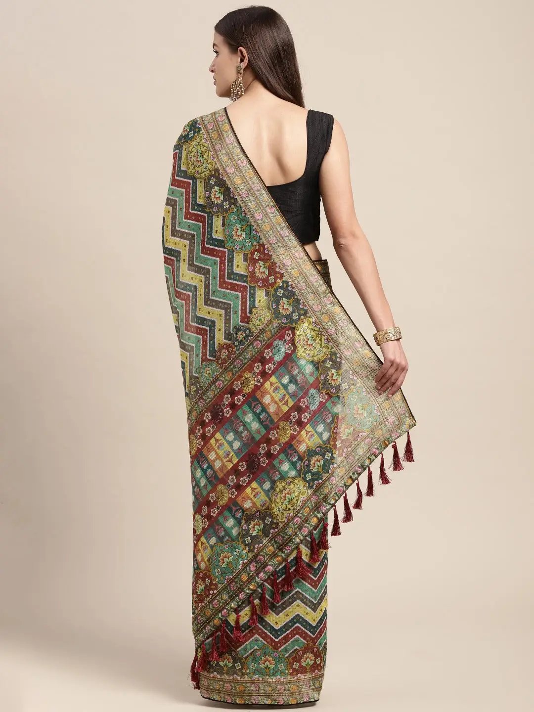 Soft Linen Kalamkari Block Print Sarees