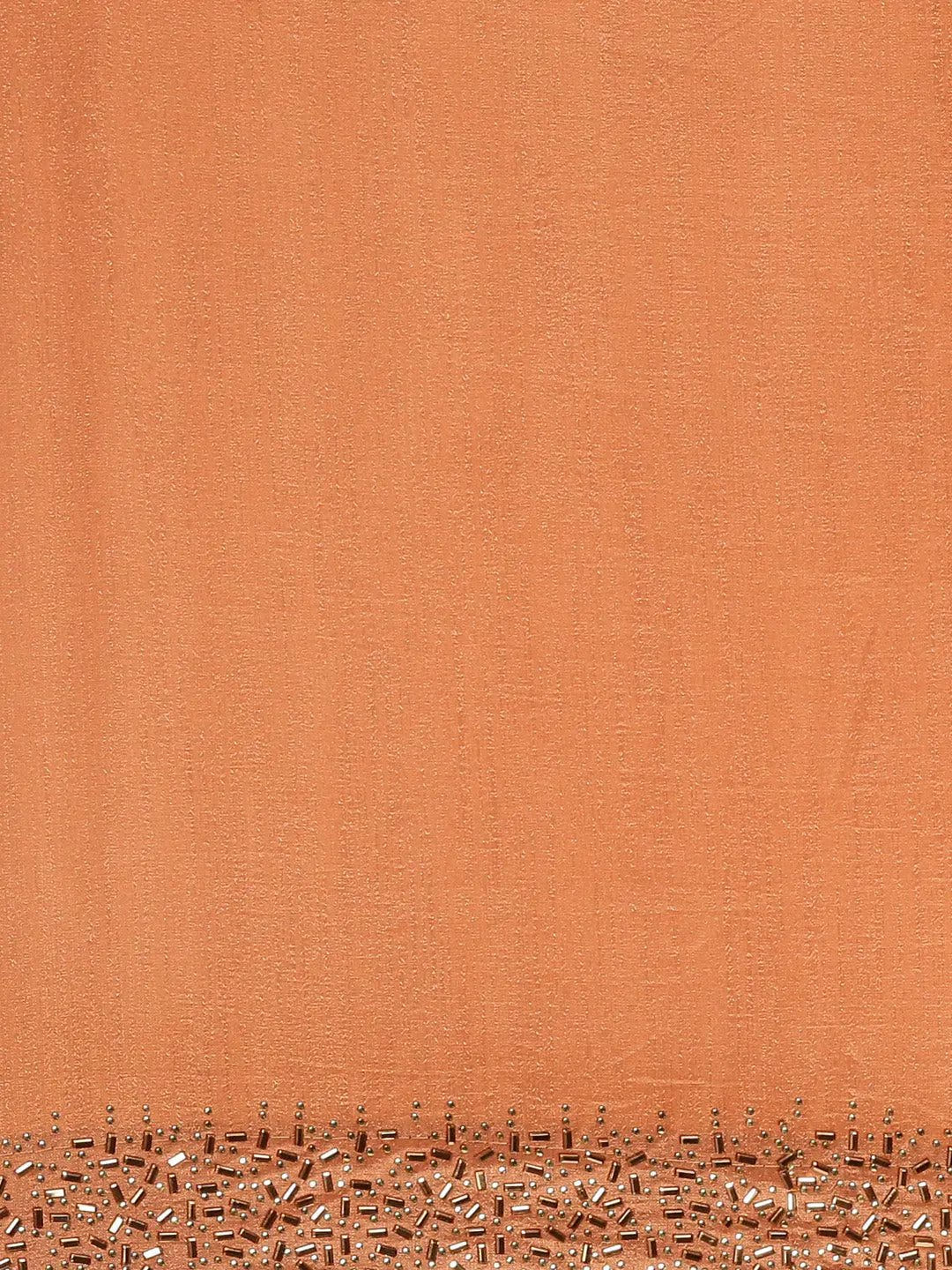 Peach Colour Poly Silk Solid Saree with Embellished Border