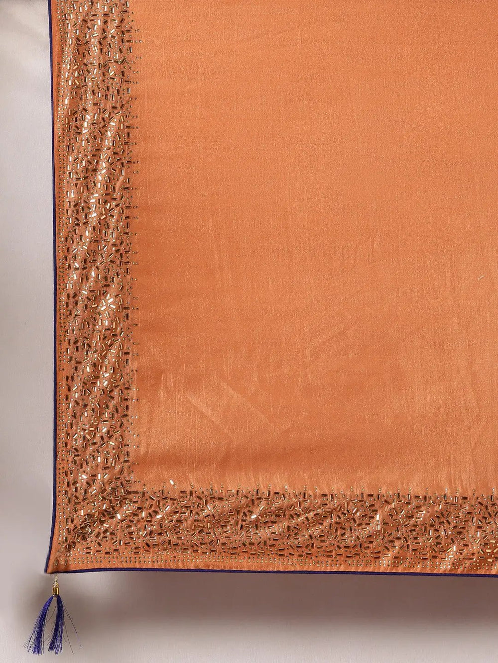 Peach Colour Poly Silk Solid Saree with Embellished Border