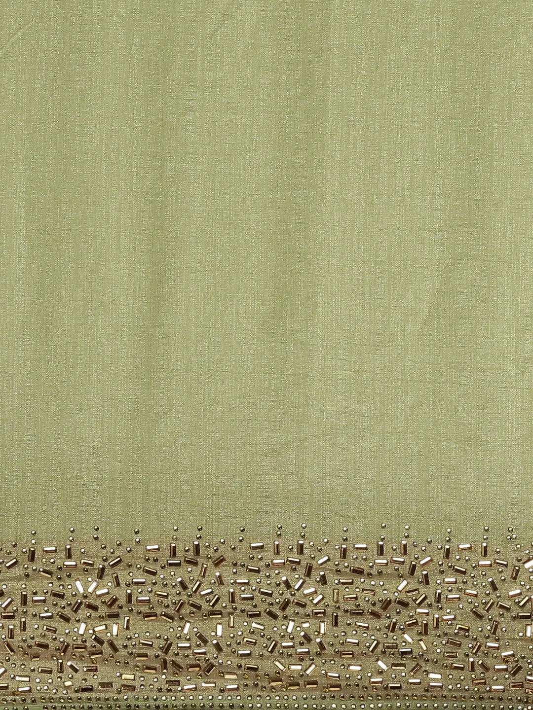 Green Colour Poly Silk Solid Saree with Embellished Border 